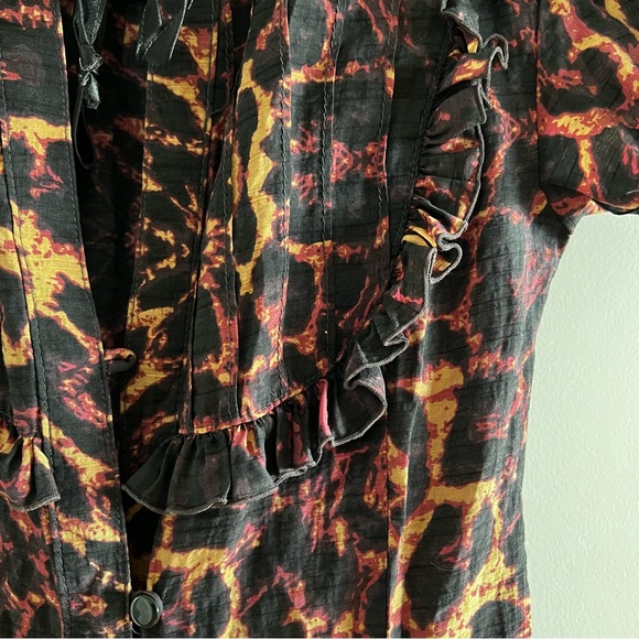 Vintage Y2K DKNY Ruffle Bib Animal Print Dress - Picture 15 of 17